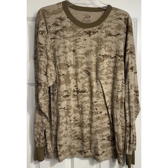 Rothco Brown Camo Long Sleeve T-Shirt Military Hunting Outdoors Sz XL - Picture 1 of 5
